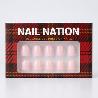 Box of Nail Nation reusable gel press on nails with plaid design